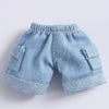Shorts en jean bleu clair, mini, avec ourlets effilochés et poches à la poitrine pour accessoires de poupées