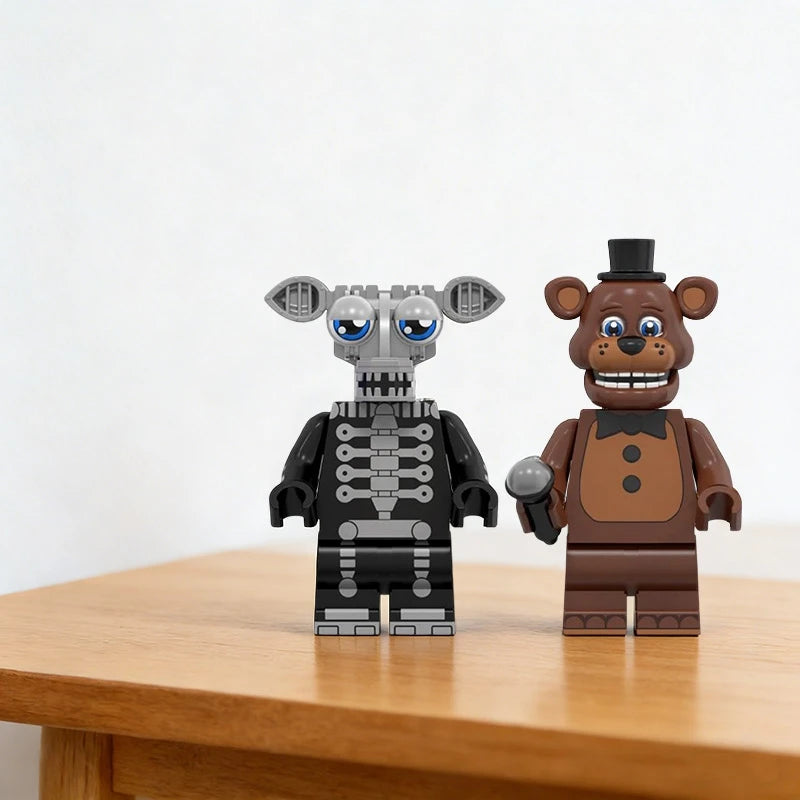 Mini building block figures of Bonnie and other Freddy characters from Five Nights at Freddy's