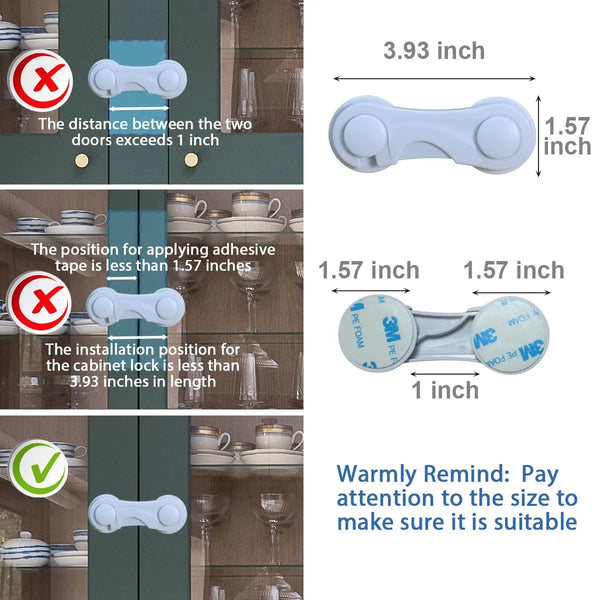 Adhesive Cabinet Locks for Baby Safety – Childproof Drawer and Cupboard Latches