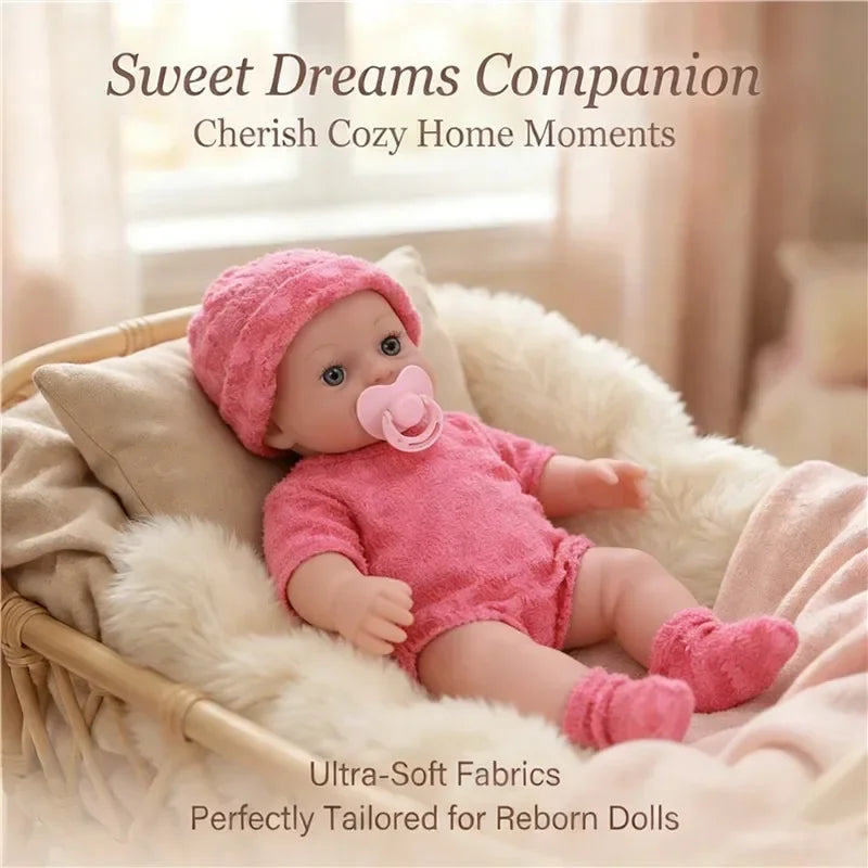 Cozy Cartoon Bear Winter Pajamas for 12-Inch Reborn Dolls
