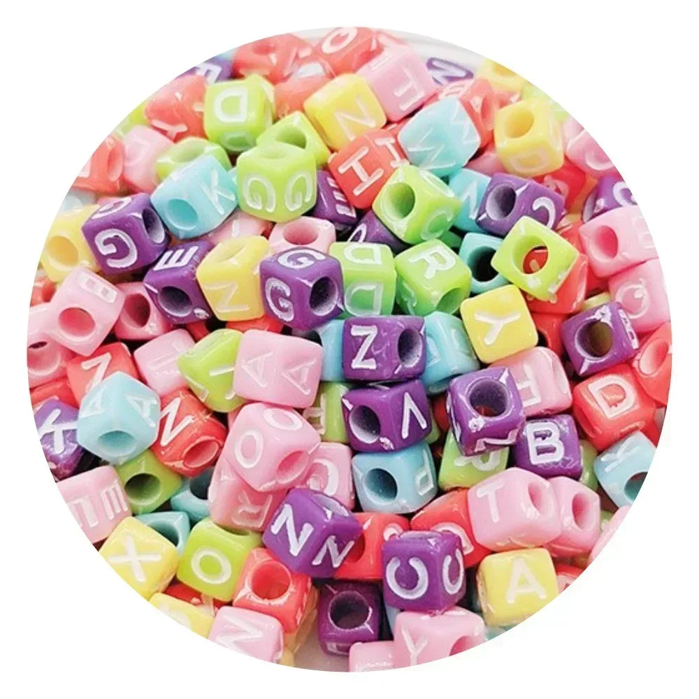 Acrylic Alphabet Beads for Jewelry Making - Mixed Letter Cubes