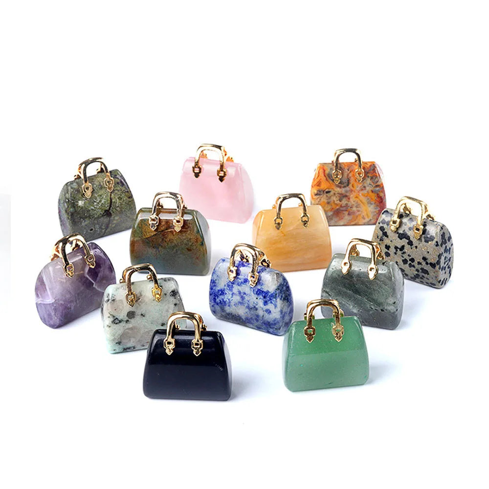 Mini Handbag-Shaped Crystal Agate Pendant for Jewelry Making