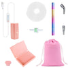 A pink electric diamond painting pen kit with a USB suction tool and storage pouch.