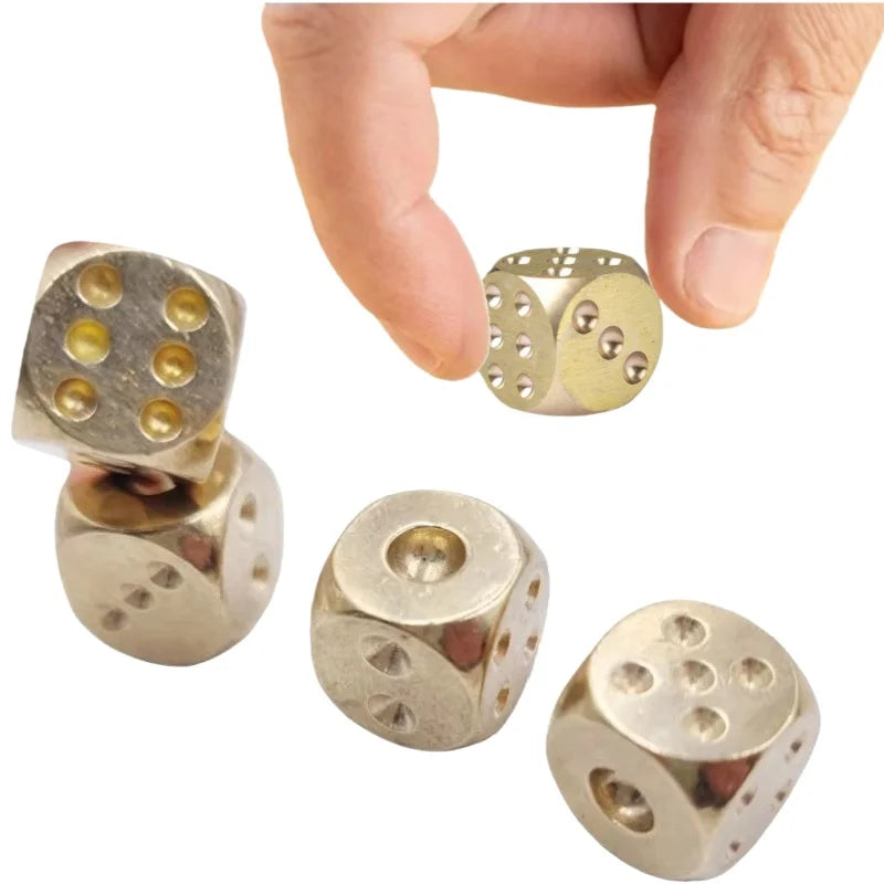 Solid Brass Gold Dice Set – 15mm Hand-Polished Game Dice