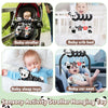 Sensory activity toys hanging from a baby stroller and car seat for infants