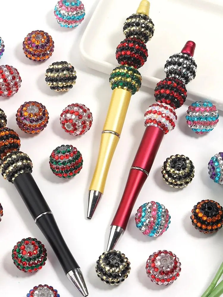 Sparkling Two-Tone Striped Resin Beads (20mm, Set of 5)