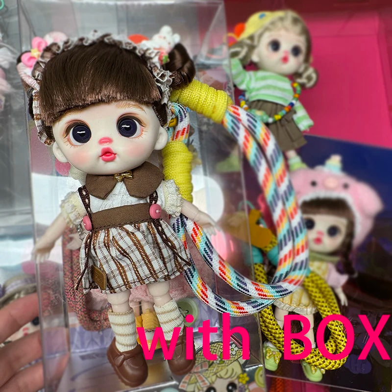 Coco Elegant Girl 13cm Articulated BJD Doll with Phone Lanyard & Replaceable Eyes