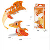 A 3D paper animal puzzle set of a dinosaur or ocean creature in orange and yellow colors.