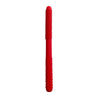 A red silicone chewing tube for kids used for oral motor training and teething relief.
