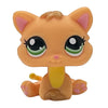A charming bobble head pet figurine of an orange cat with large green eyes and light brown fur.