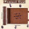 A brown PU leather storage bag for dice, showing the tray and several small dice on the surface.