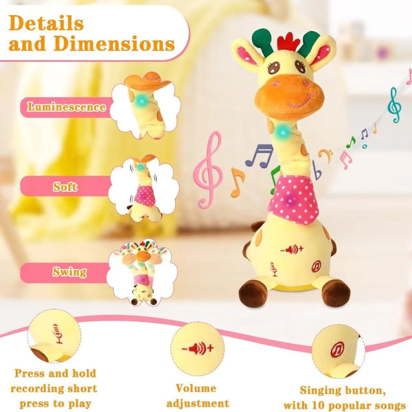 Interactive Singing and Dancing Giraffe Plush Toy with Music