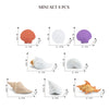 Mini set of 8 ocean animal figurines including whale, shark, dolphin, turtle, and penguin in various colors.