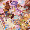 Colorful 3D stereoscopic scenery stickers featuring sweet treats and whimsical characters for DIY journals