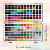 A rectangular palette of watercolor paints featuring various colors arranged in a grid.