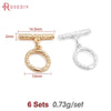 Six sets of 18K gold round O-toggle clasps for bracelets and jewelry making