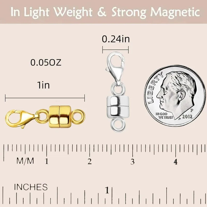 Magnetic Necklace Clasp Converter with Lobster Claw – 14K Gold & Silver Plated