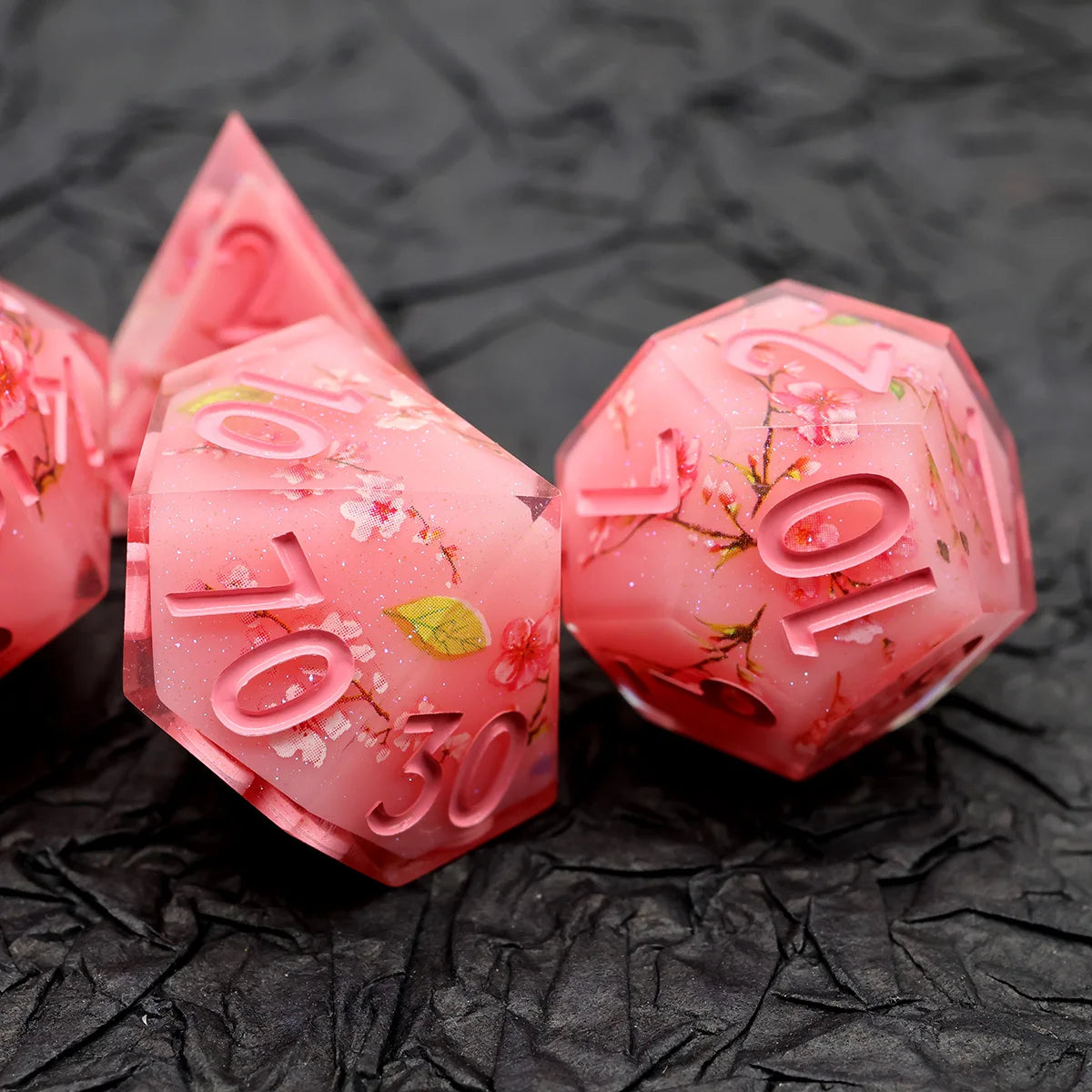 Handmade Resin Polyhedral Dice Set with Sharp Edges