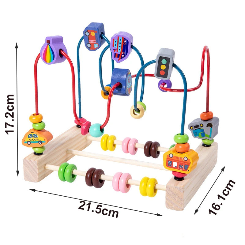 Wooden Bead Maze Roller Coaster Toy for Toddlers