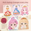 A set of DIY princess makeup and dress-up playset featuring various outfits, hairstyles, and accessories for children.
