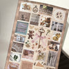 A collage of retro Showa style stickers featuring animals, musical notes, and decorative elements.