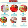DIY steps for a diamond painting kit showing the process of sticking diamonds onto canvas