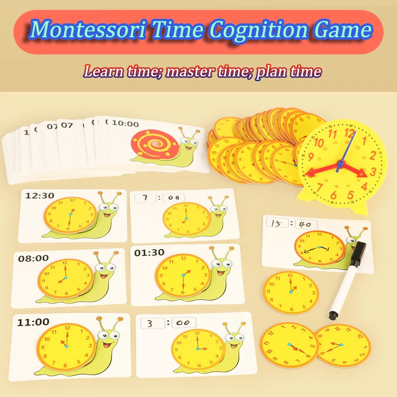 Montessori Wooden Clock Toy for Kids Learning Time