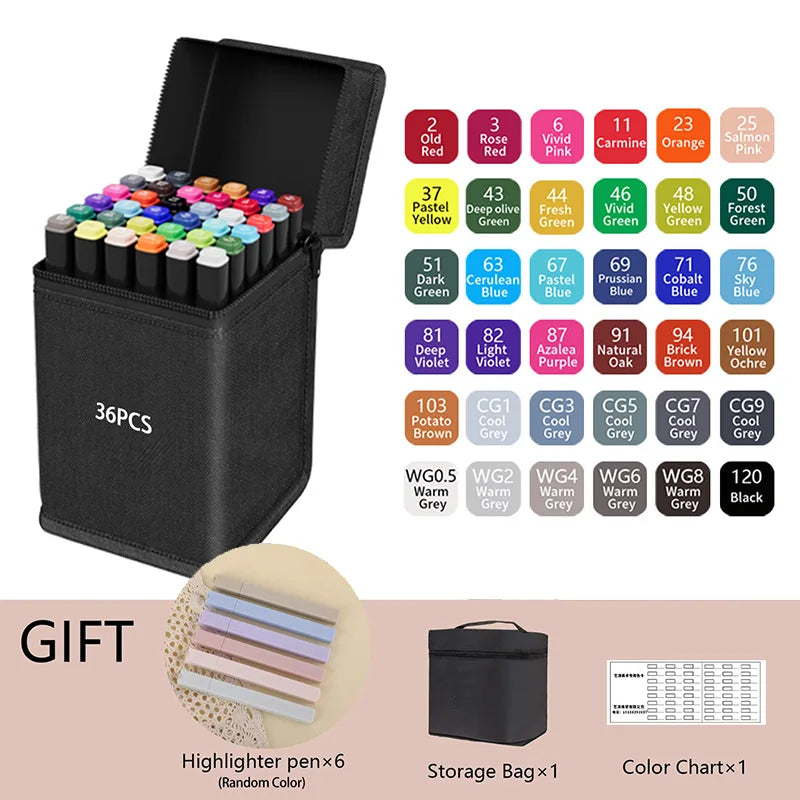Dual-Tip Alcohol Art Markers – 168 Color Set for Illustration & Sketching