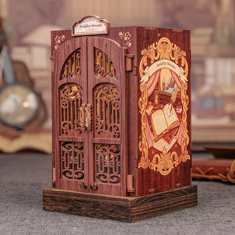 Owl Bookstore Miniature Book Nook DIY Kit with LED Lighting