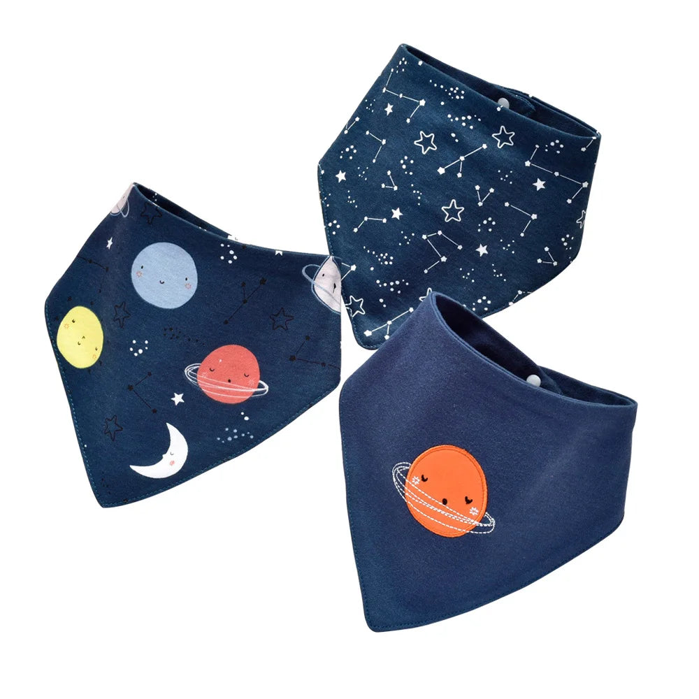 Soft Cotton Baby Bibs (3-Pack) with Cartoon Prints