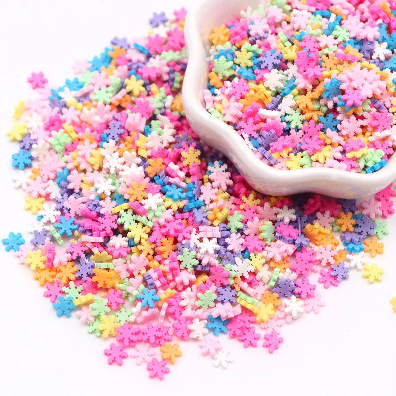 Festive Snowflake Polymer Clay Sprinkles for Crafts and Slime