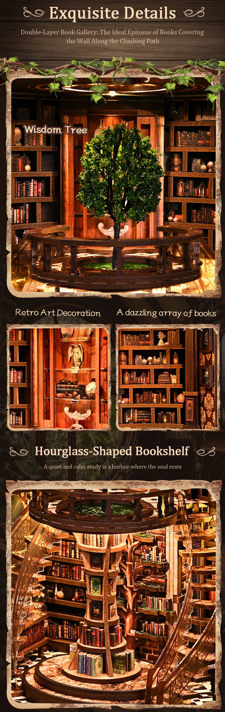 DIY Wooden Book Nook Kit — Miniature Dollhouse 3D Puzzle Bookend