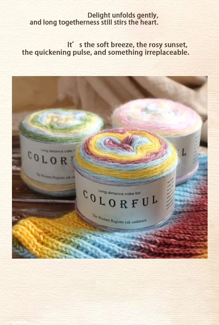 Gradient Cake Yarn – 200g Soft Wool Blend for Knitting & Crochet