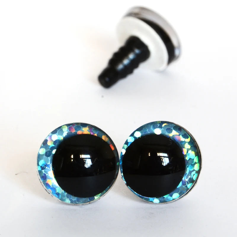 3D Glitter Safety Eyes for Crochet & Stuffed Animals (12-16mm, Set of 30)