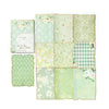 A collection of vintage, aged green and pink floral patterned paper sheets for journaling and scrapbooking.