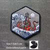 3D Embroidered Surfing Wave Patch with Octopus Design