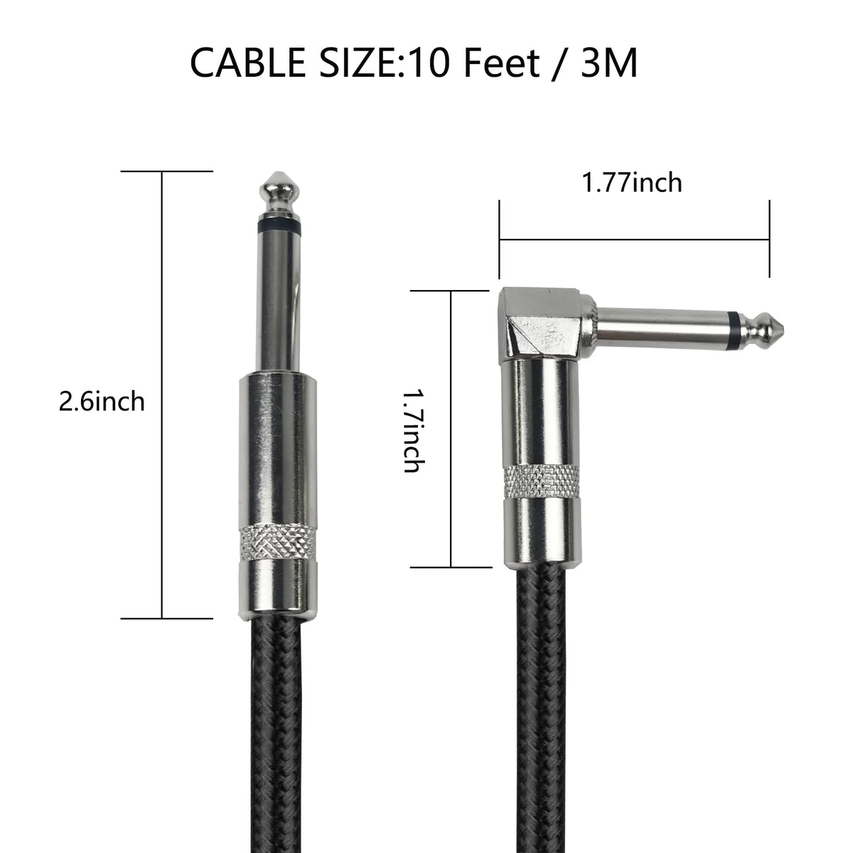 Braided Guitar Cable with 90° Plug – Noise Reduction for Clear Sound