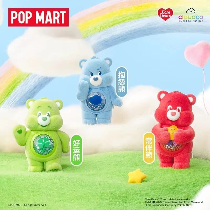 A colorful Care Bears collectible figurine featuring a blue bear and a red bear against a light green background.
