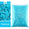 Bag of bright blue AB-coated flat back resin rhinestones for crafts and DIY projects