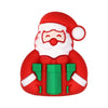 A red silicone Christmas Santa face with white beard and a green shirt, designed for craft jewelry.