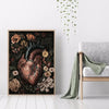 Dark Academia Anatomical Heart Canvas Art with Botanical Fragrance