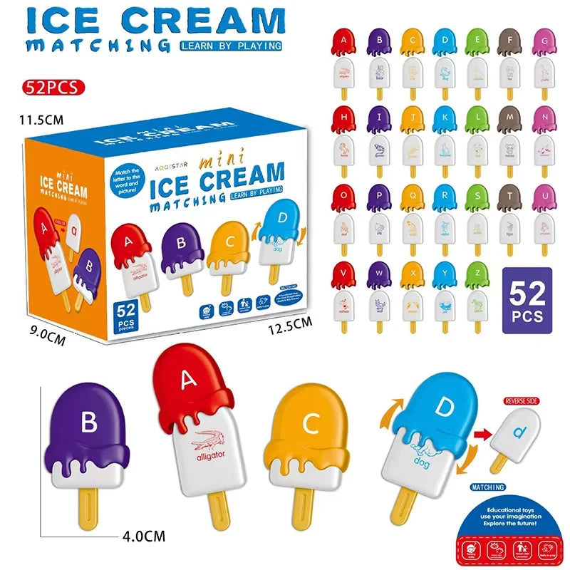 Ice cream matching set with 52 pieces for early learning and Montessori play
