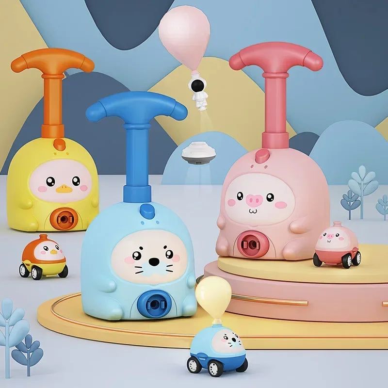 Balloon-Powered Car Science Toy with Launcher Tower