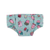 Light blue soft doll underwear featuring various sweet and colorful patterns