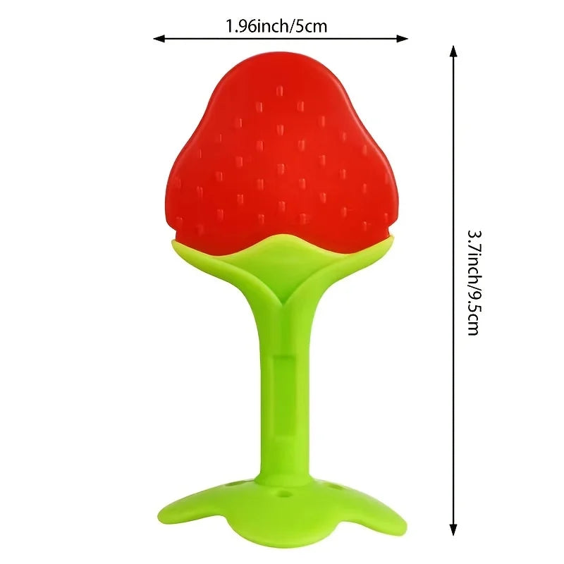Strawberry-Shaped Silicone Baby Teether for Soothing Gums