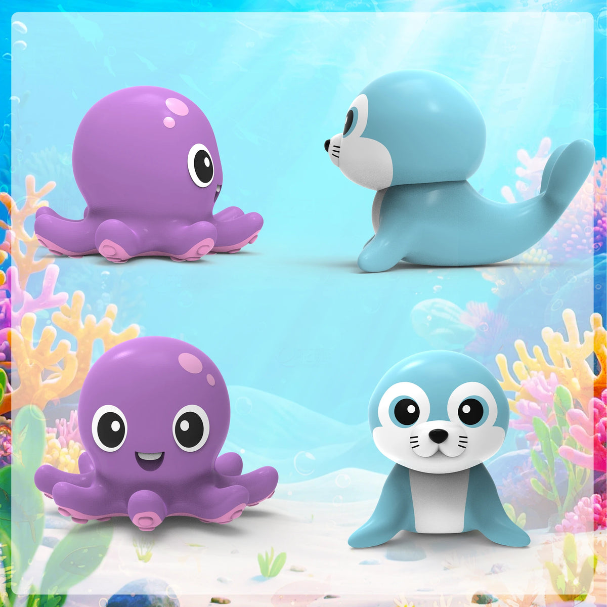 8-Piece Wind-Up Sea Animal Bath Toys Set