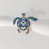 Gold-Plated Rhinestone Turtle Brooch Pin