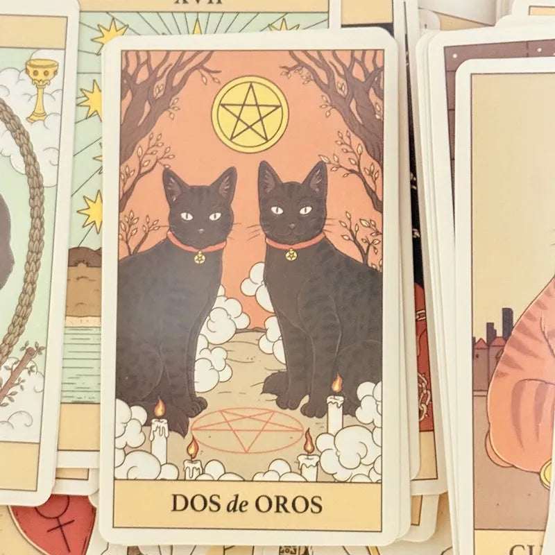 Cat Tarot Deck – 78-Card Spanish Edition with Cat-Themed Art