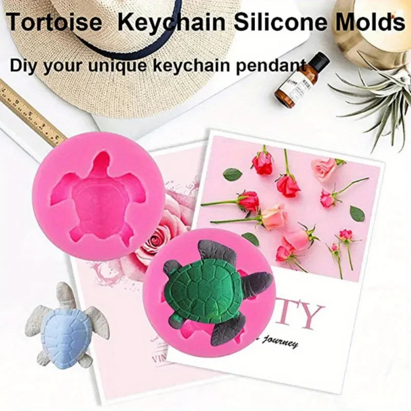 5-Piece Silicone Turtle Mold Set for Resin, Chocolate, Soap, and Cake Decorating