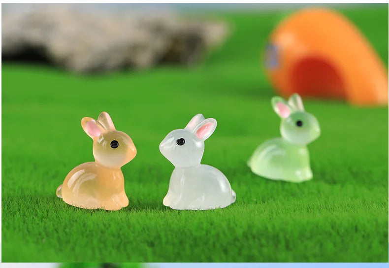 Glow-in-the-Dark Bunny Resin Figurines for Easter & Home Decor